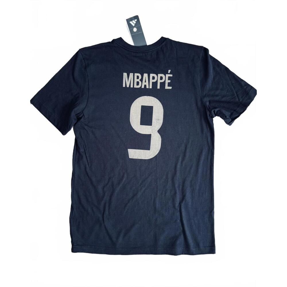 Large Adidas Real Madrid Black Cotton T-shirt Mbappe #9 25/26